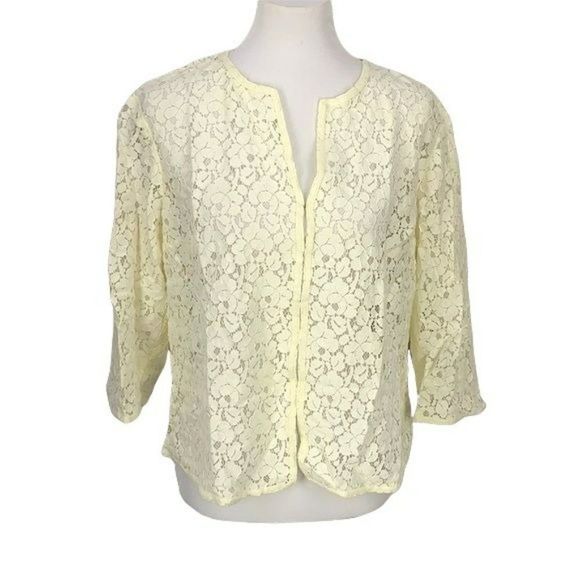 J.H. Collectibles Lace quarter sleeve see‎ through hook eye closure XL Blouse - Picture 1 of 8